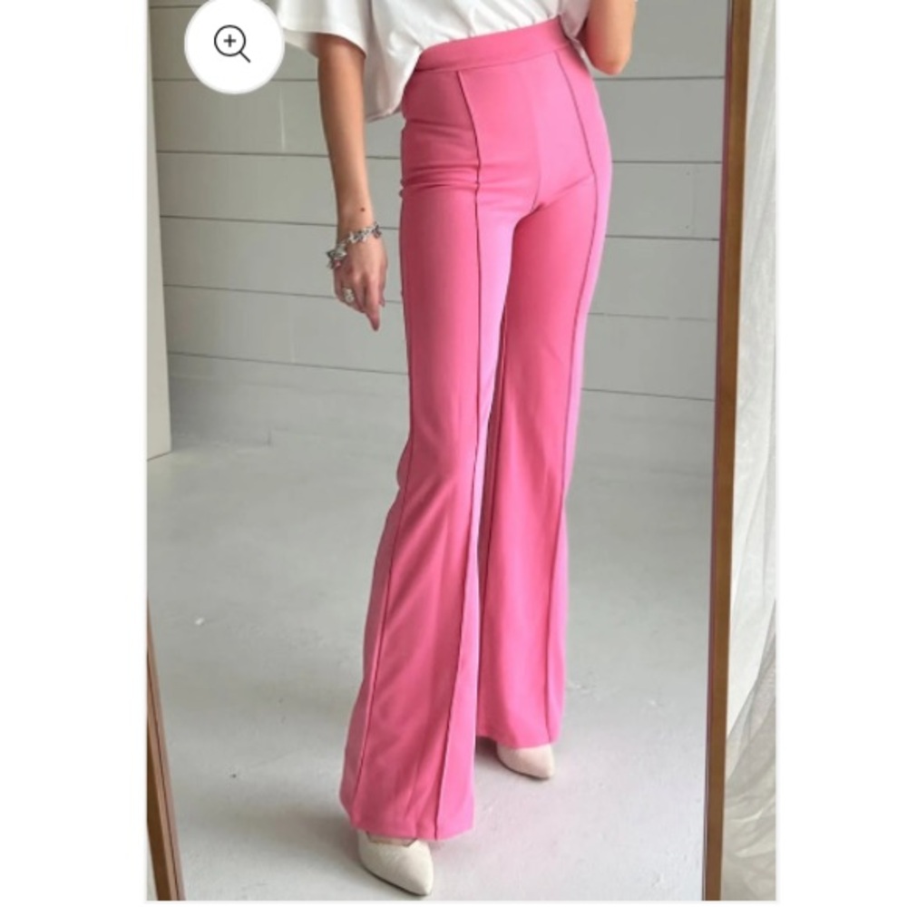 Pink High Waisted Flare Pants